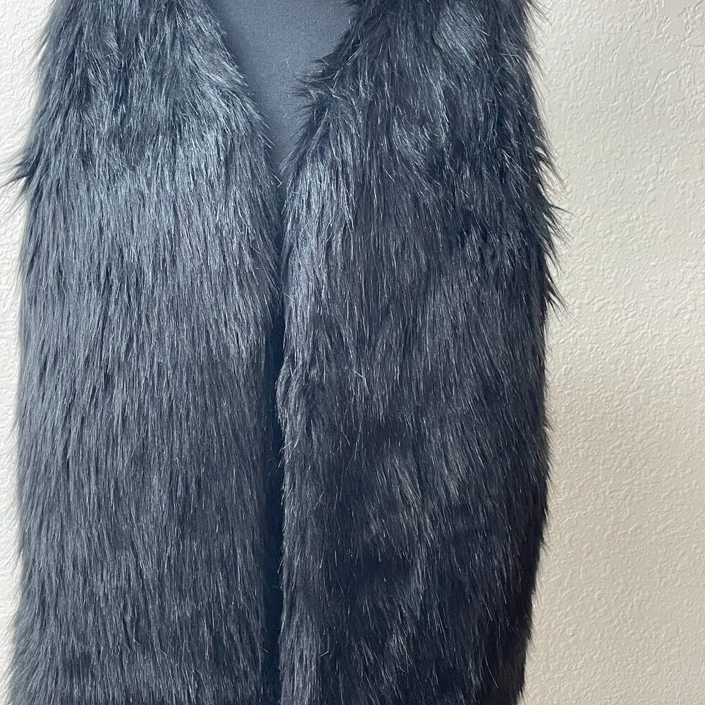 BURNING MAN! Time and Tru Faux Black Fur Vest Size Medium Awesome Vest!